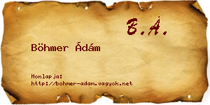 Böhmer Ádám névjegykártya